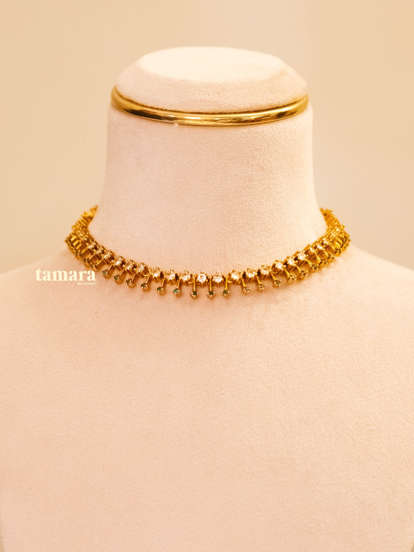Simple Spike Necklace Set- Green