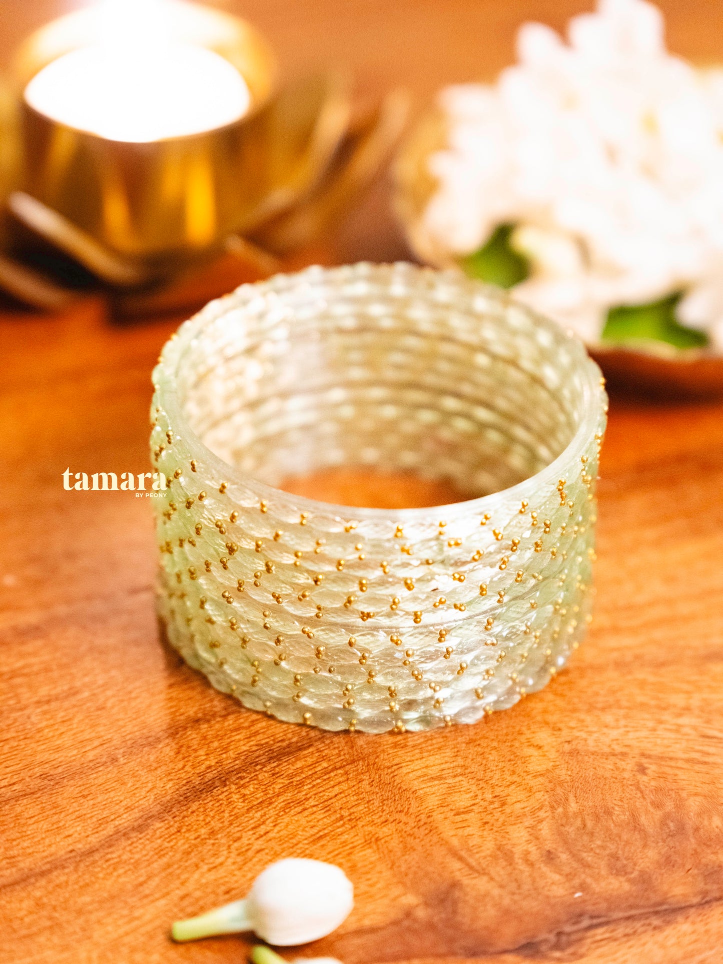 Off White Glass Bangles