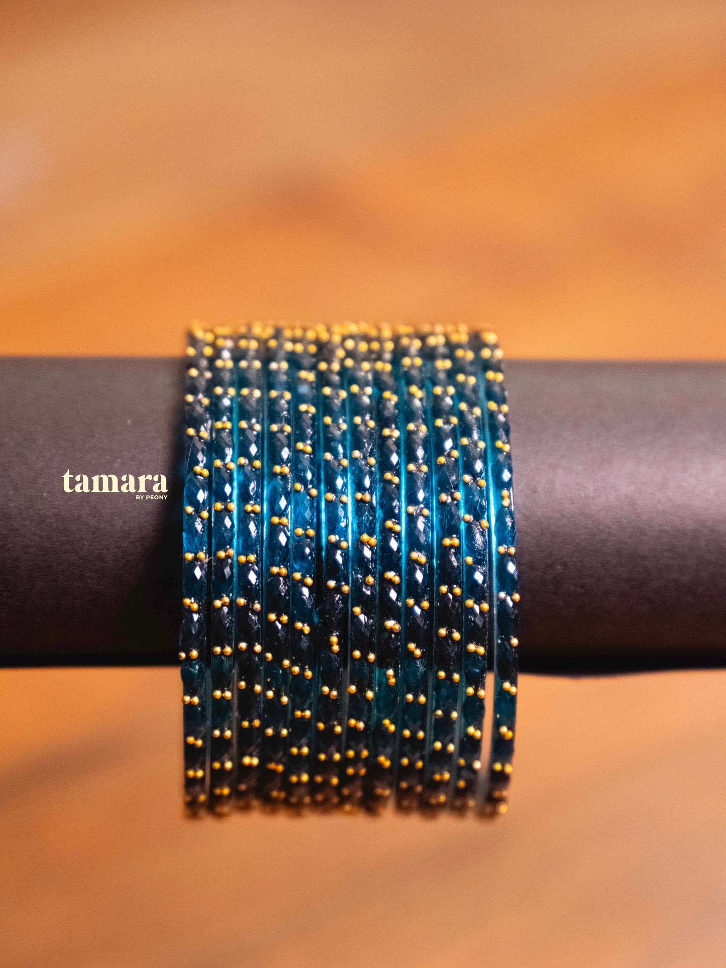 Peacock Blue Glass Bangles