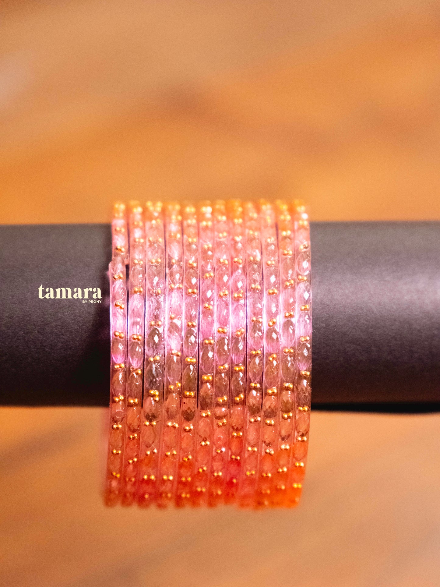 Peachy Pink Glass Bangles