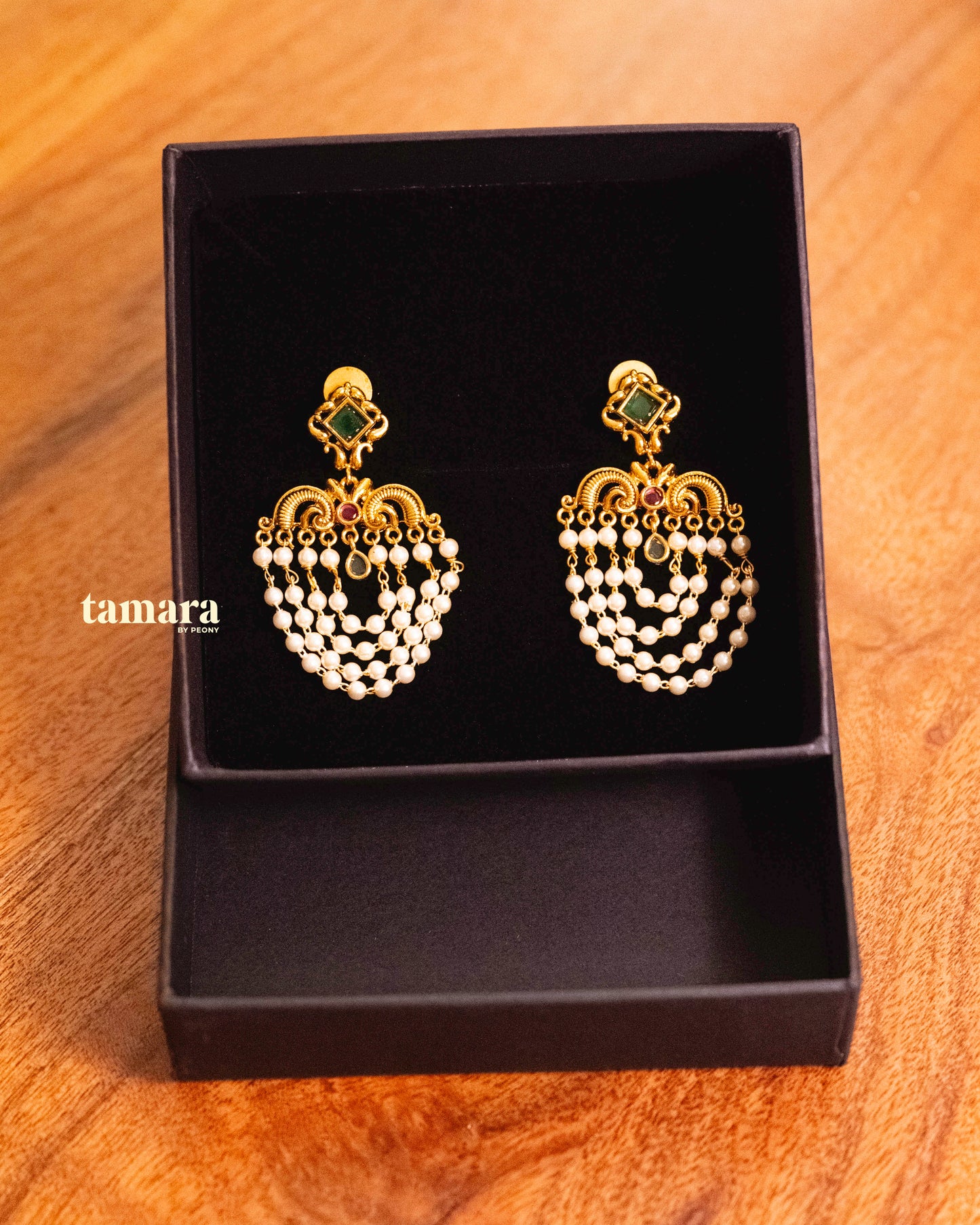 Pearl Chandbali Earring - Emerald