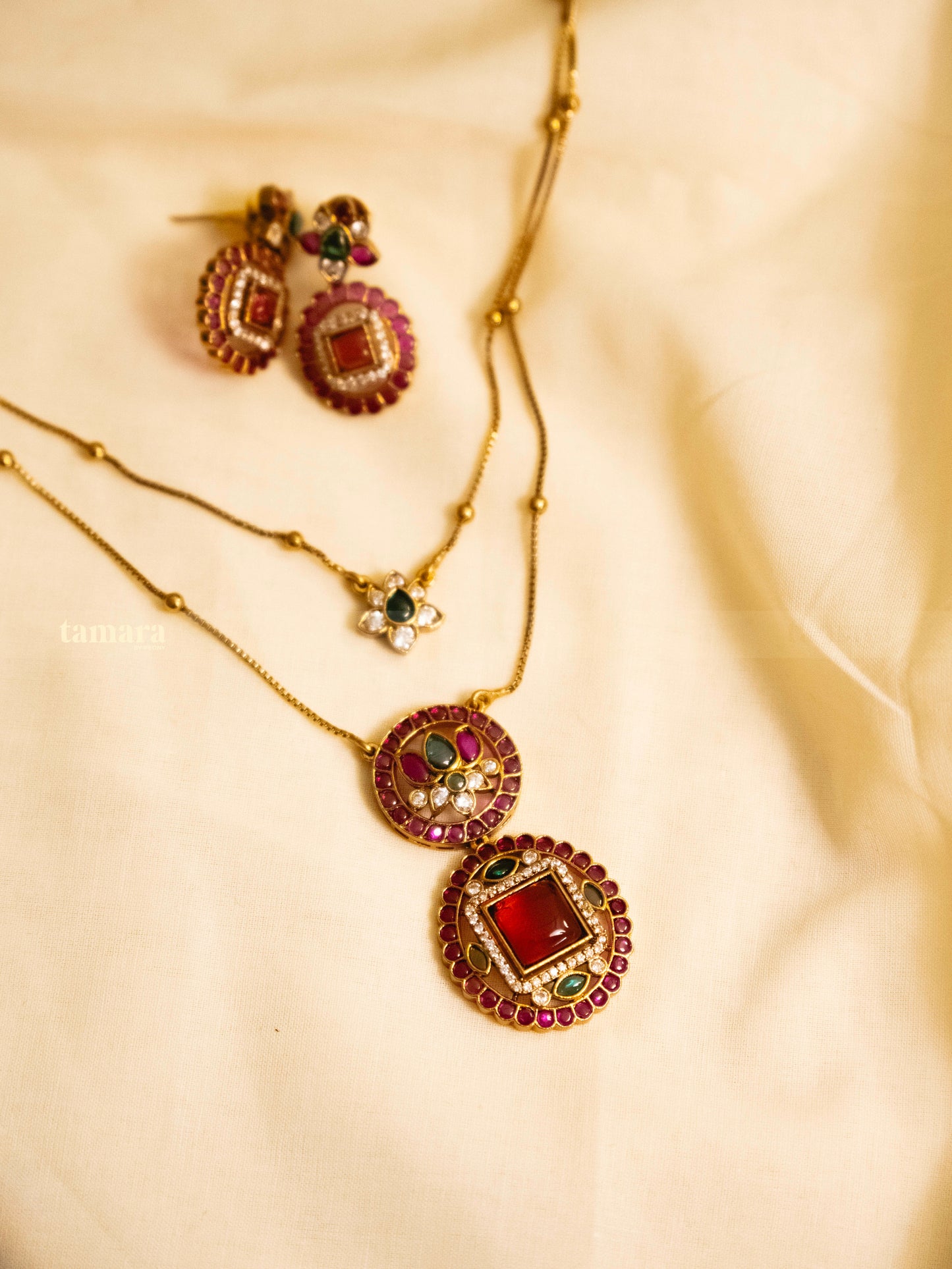 Padmaraga Kemp Necklace Set