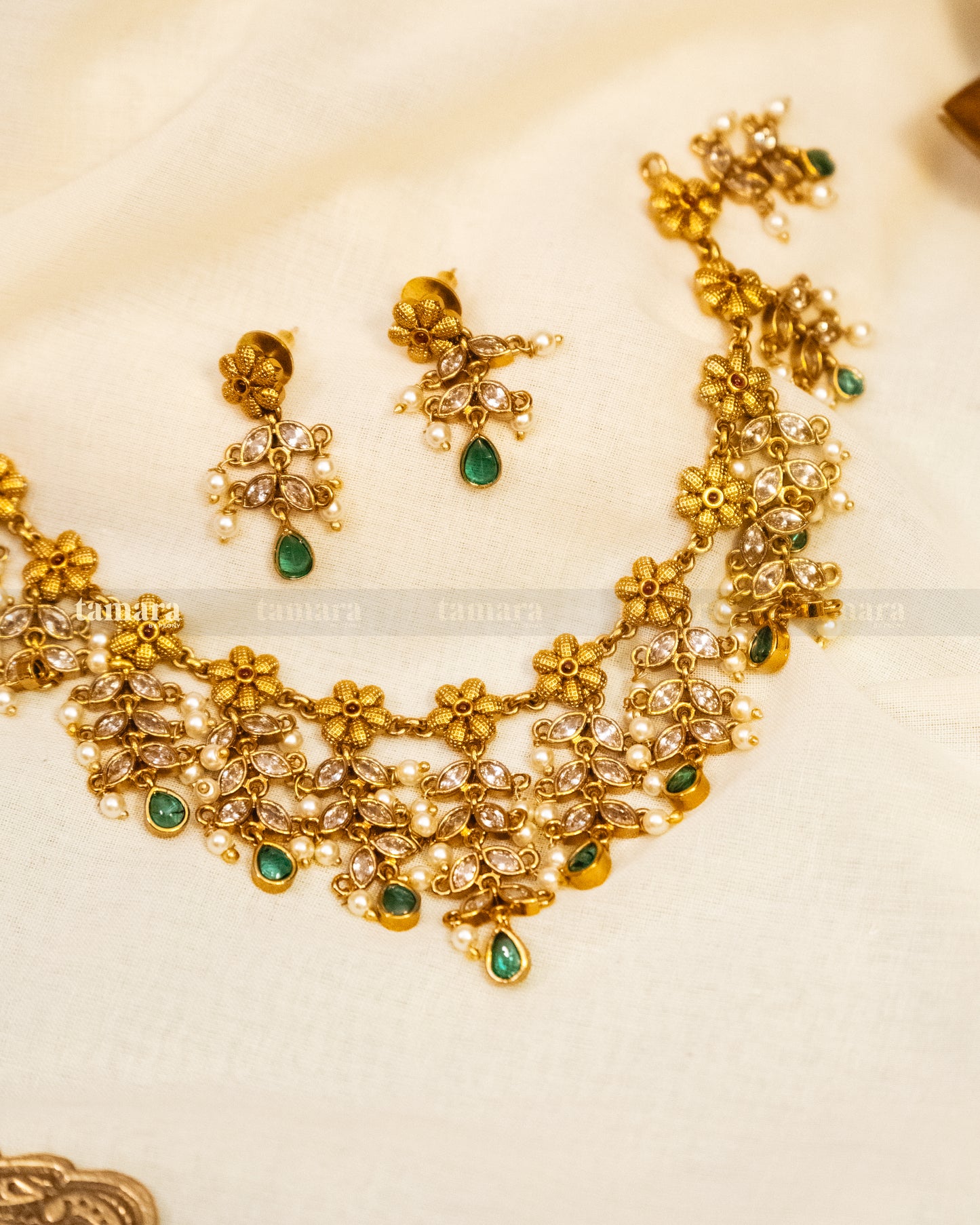 Manjari Floral Drop Necklace Set