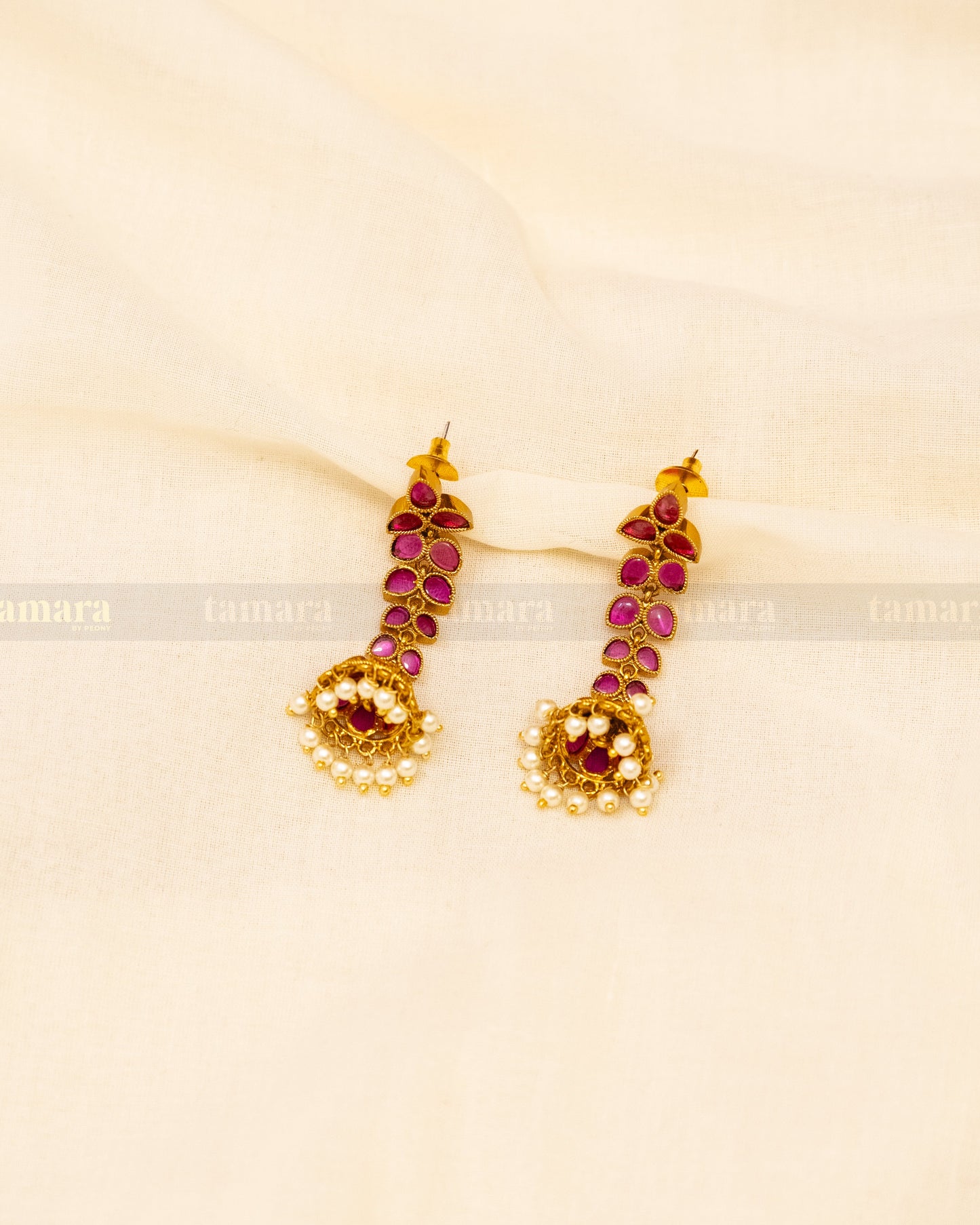 Ruby Petal Drop Earrings