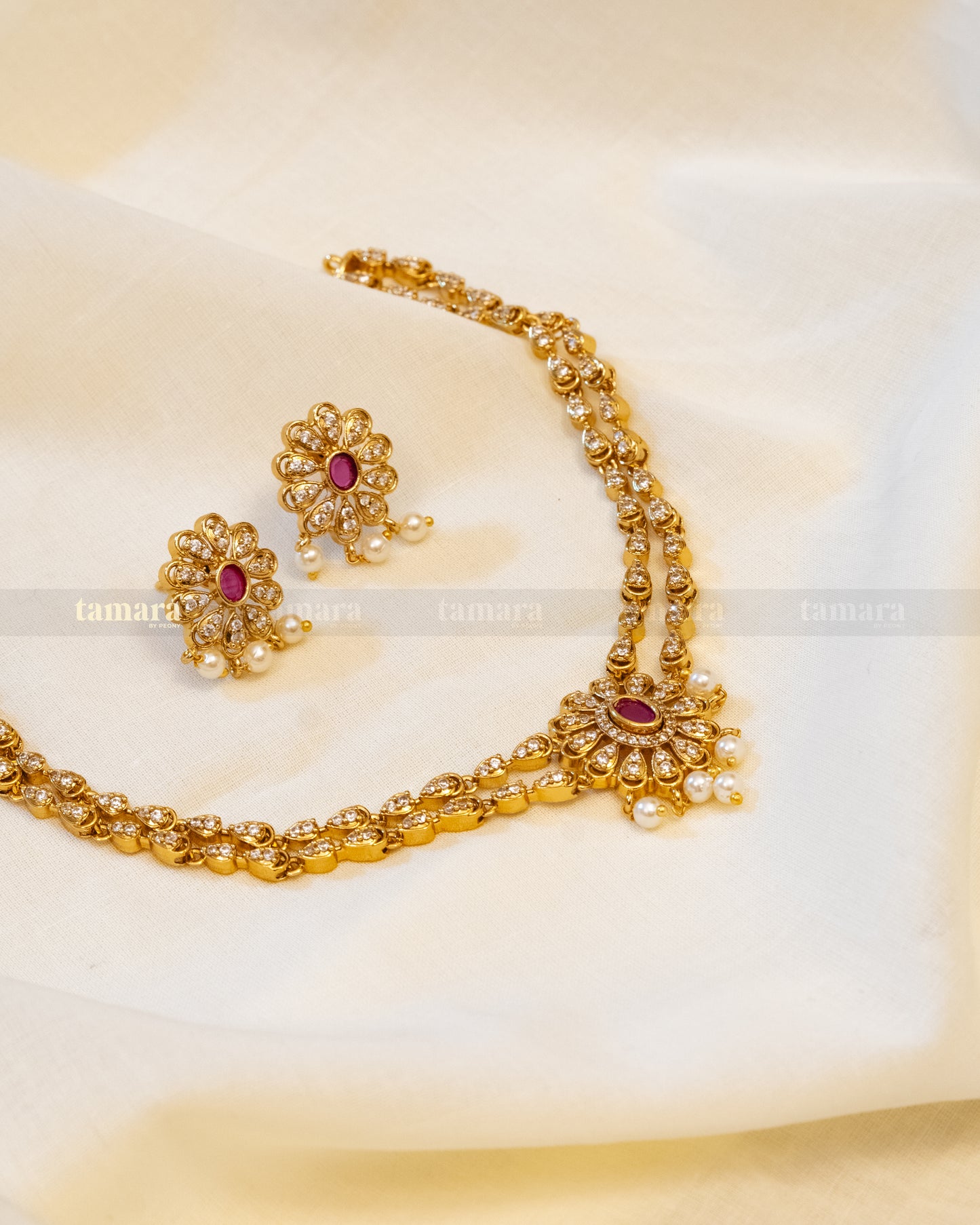 Layered Necklace Set - Ruby