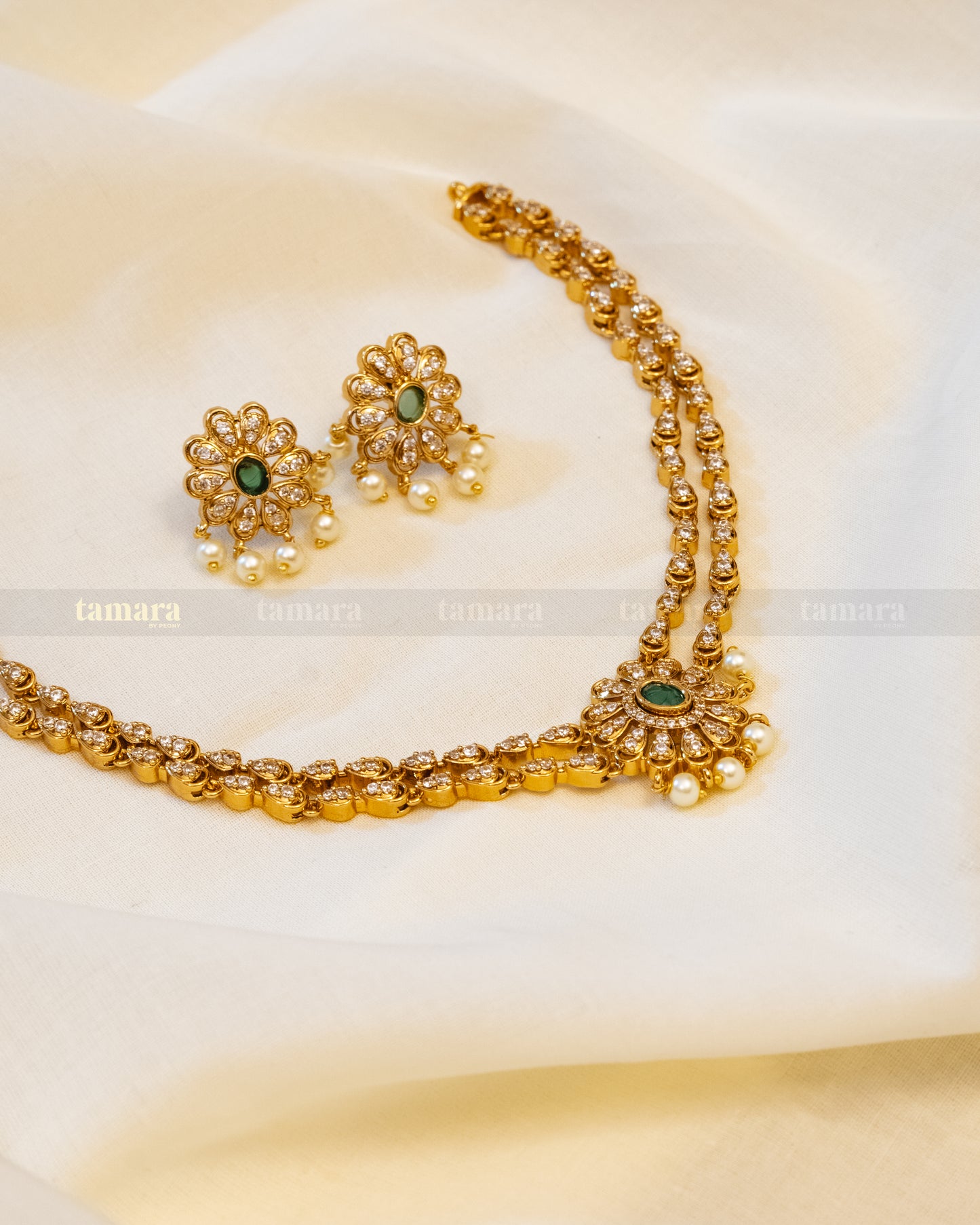 Layered Necklace Set - Green