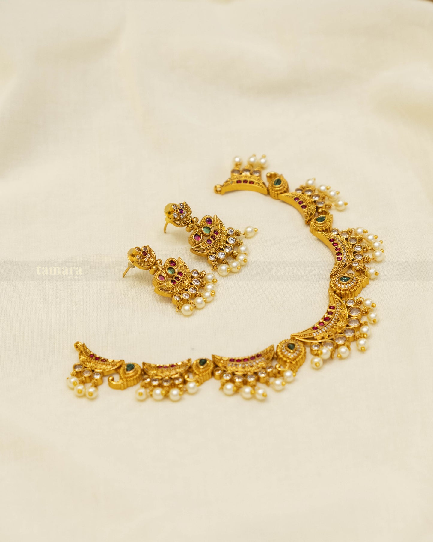 Studded Chand Necklace Set