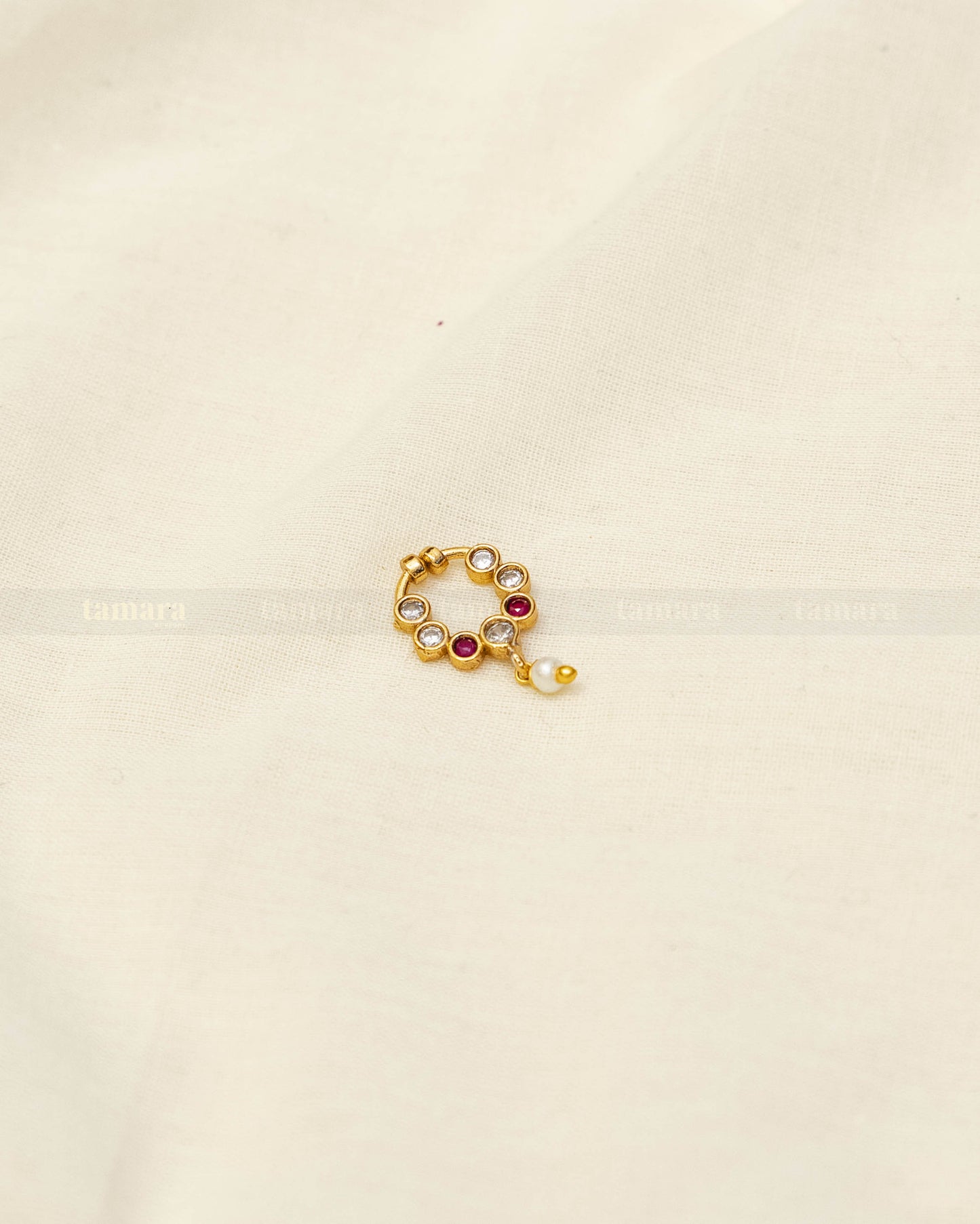 Studded Drop - Ruby & White