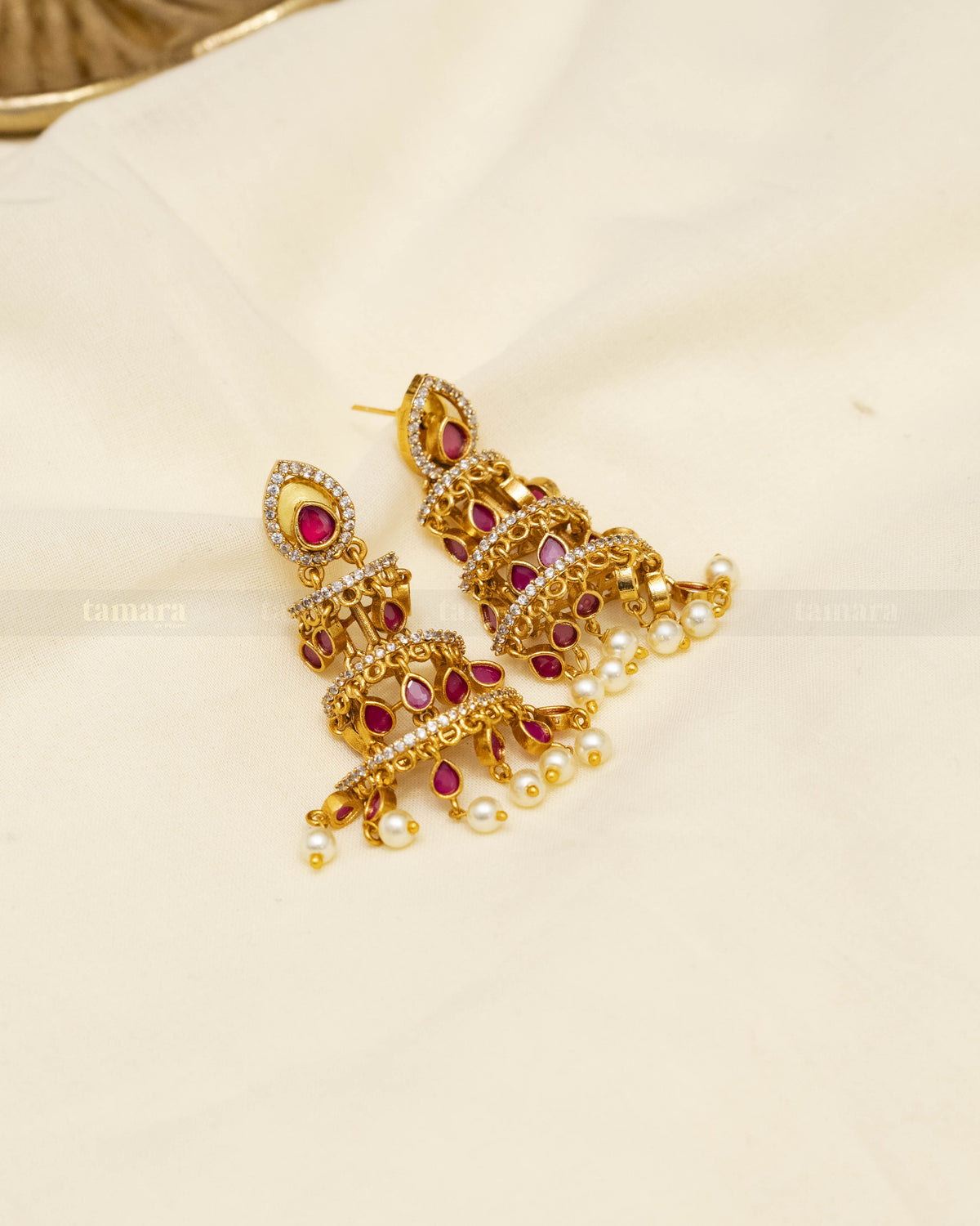 Ruby Drop Layered Earrings