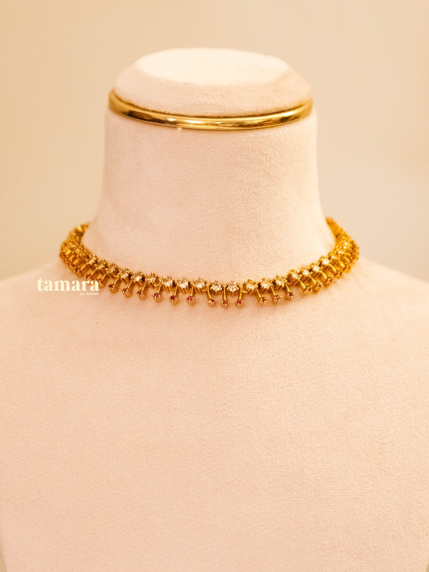 Simple Spike Necklace Set- Ruby Pink