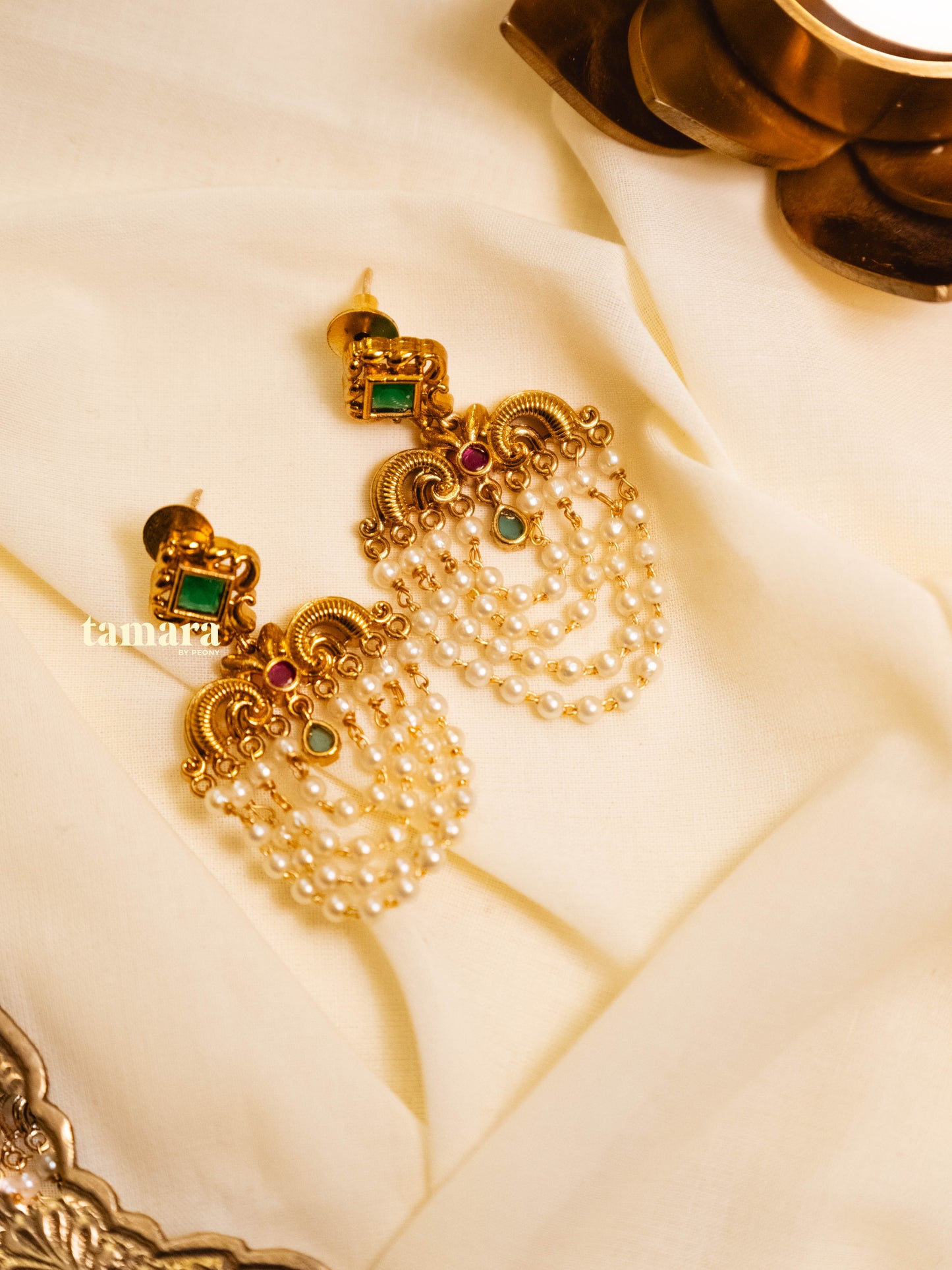 Pearl Chandbali Earring - Emerald