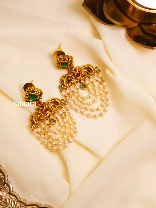 Pearl Chandbali Earring - Emerald
