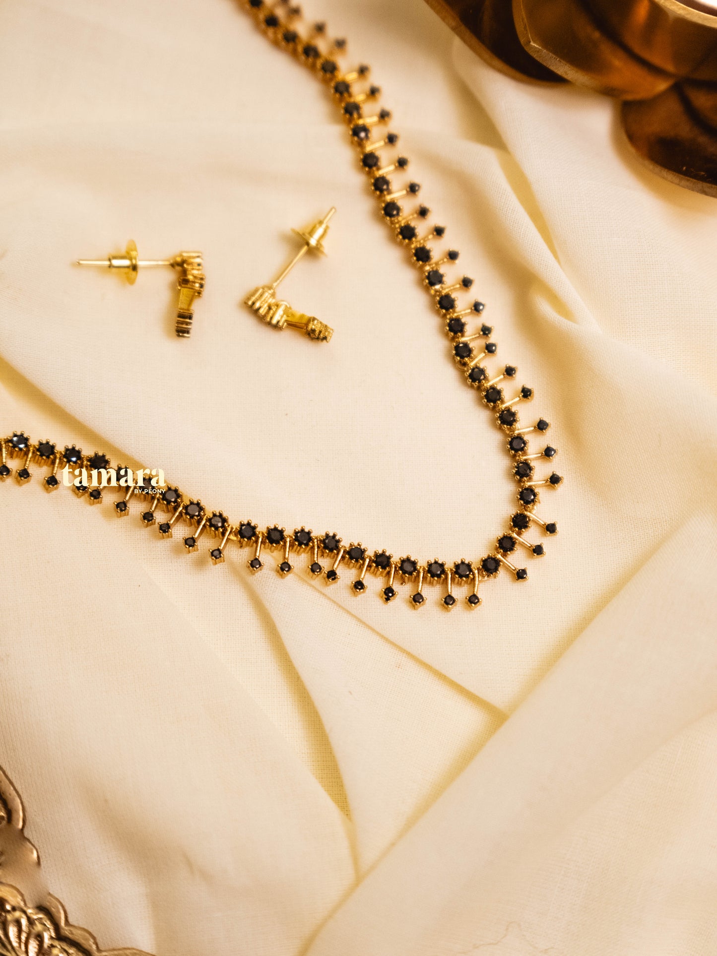 Simple Spike Necklace Set - Black