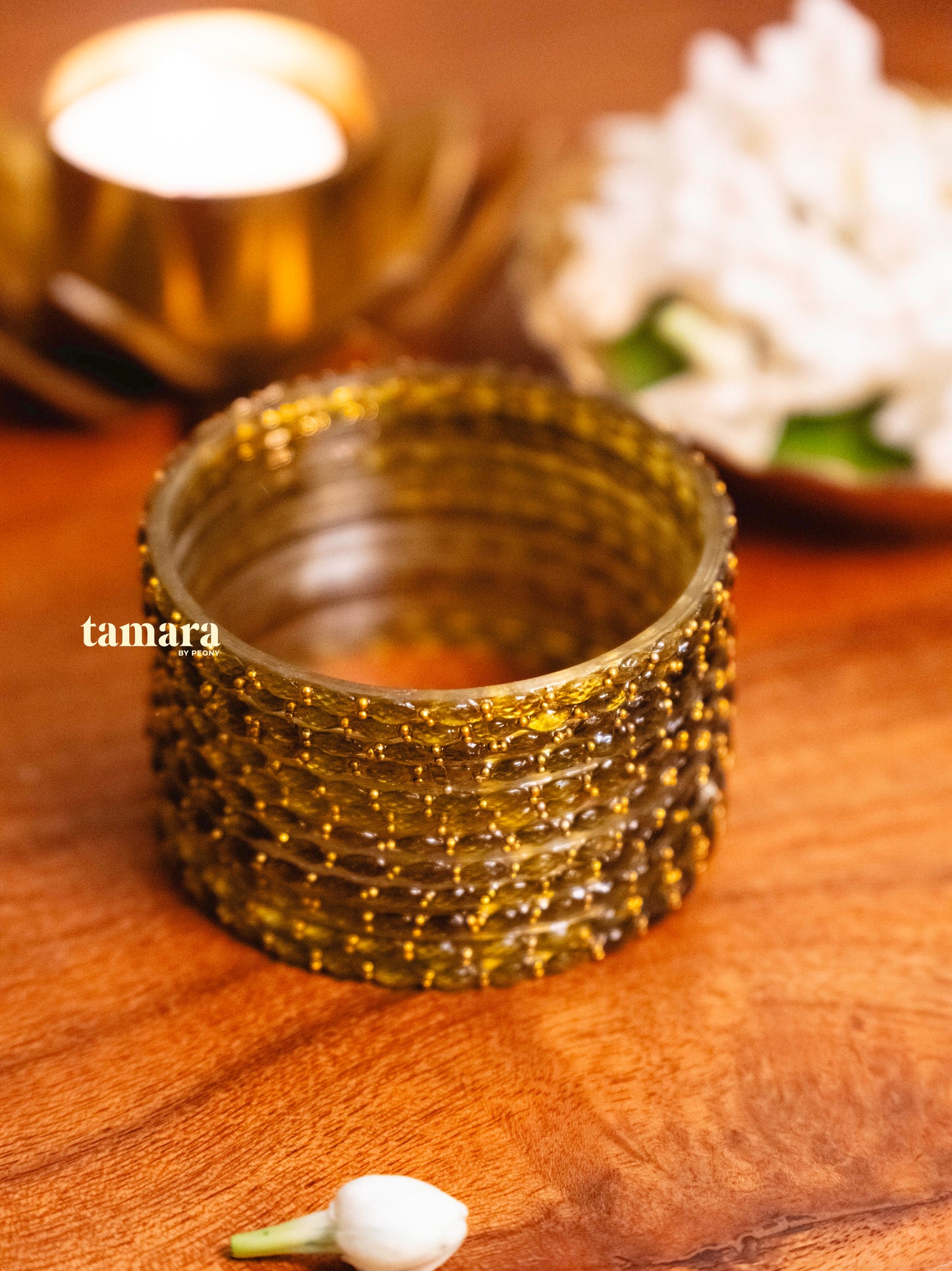 Olive Green Glass Bangles
