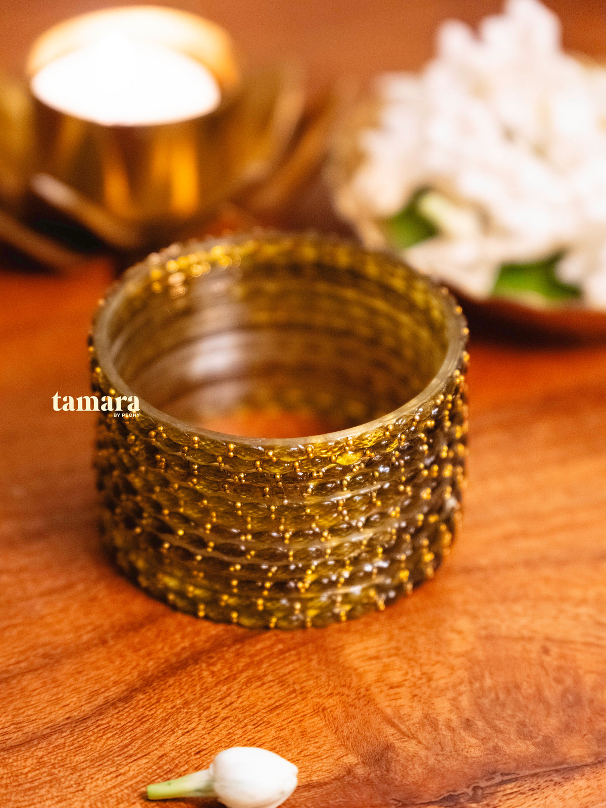 Olive Green Glass Bangles