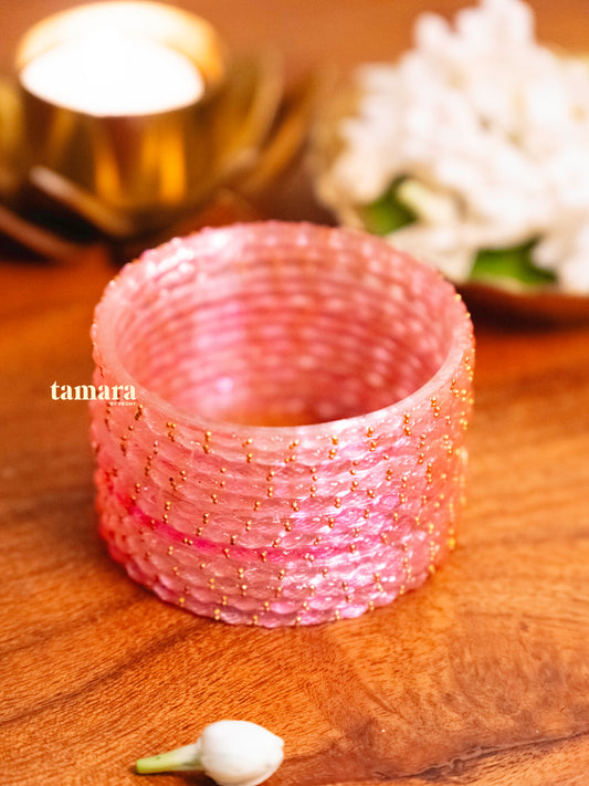 Peachy Pink Glass Bangles