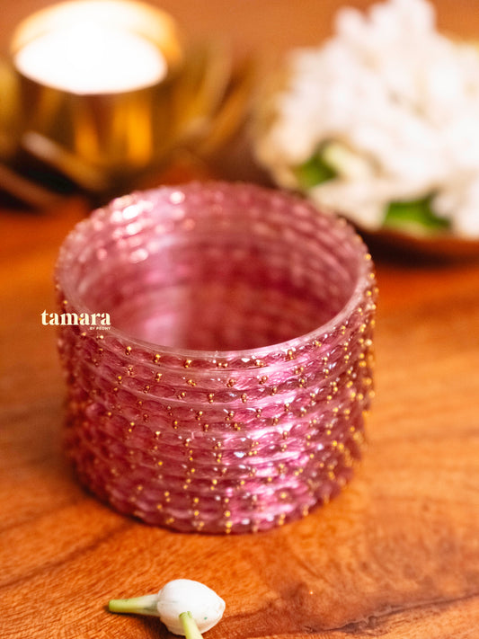 Onion Pink Glass Bangles