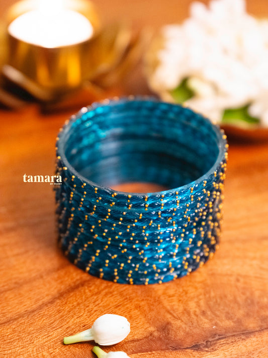 Peacock Blue Glass Bangles