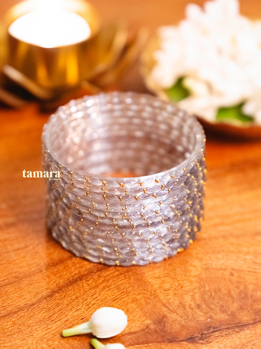 Pastel Grey Glass Bangles
