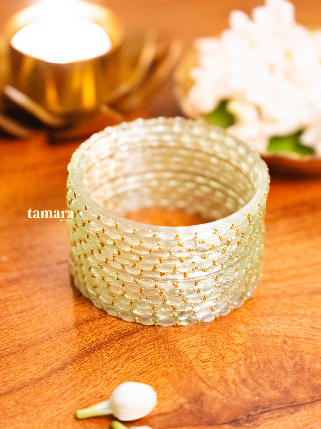 Off White Glass Bangles