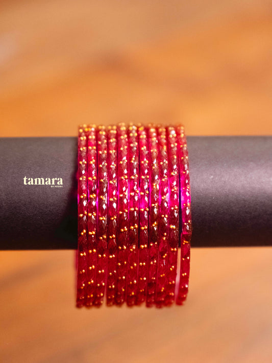 Bright Pink Glass Bangles
