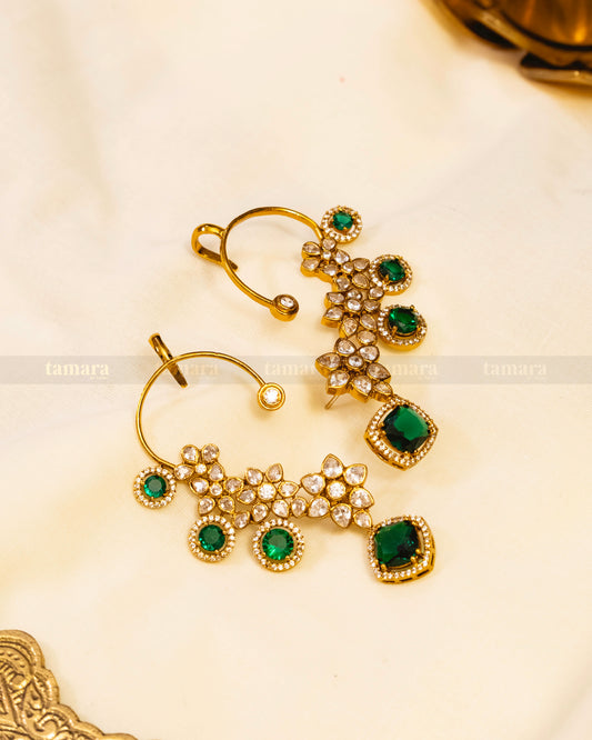 Studded Emerald Ear Cuff