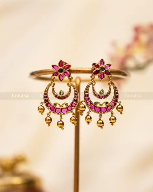 Floral Kemp Chandbali