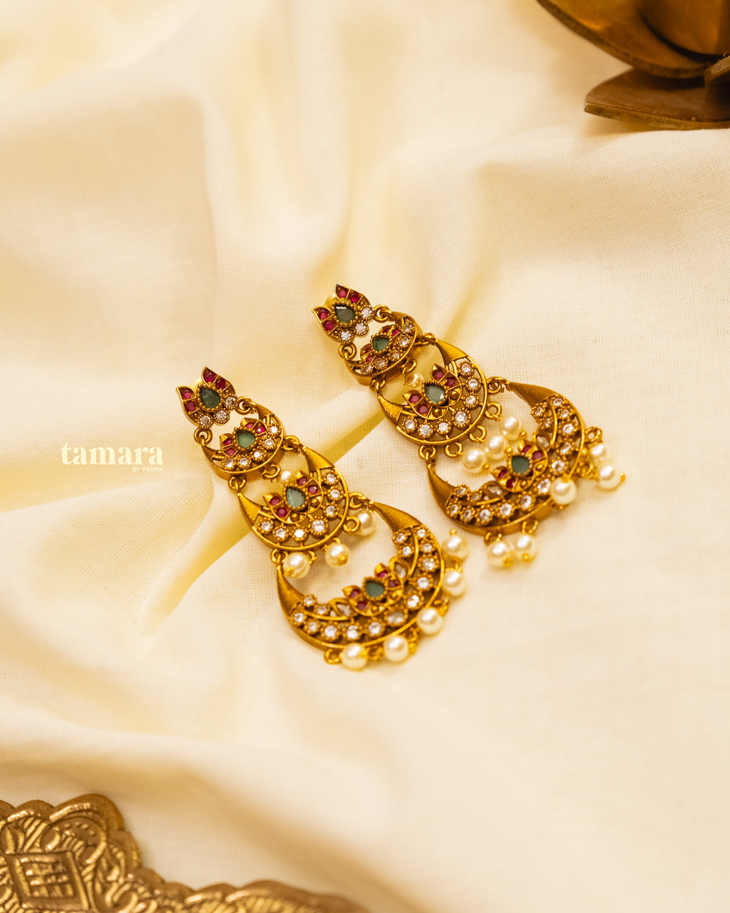 Lotus Chandbali Earrings