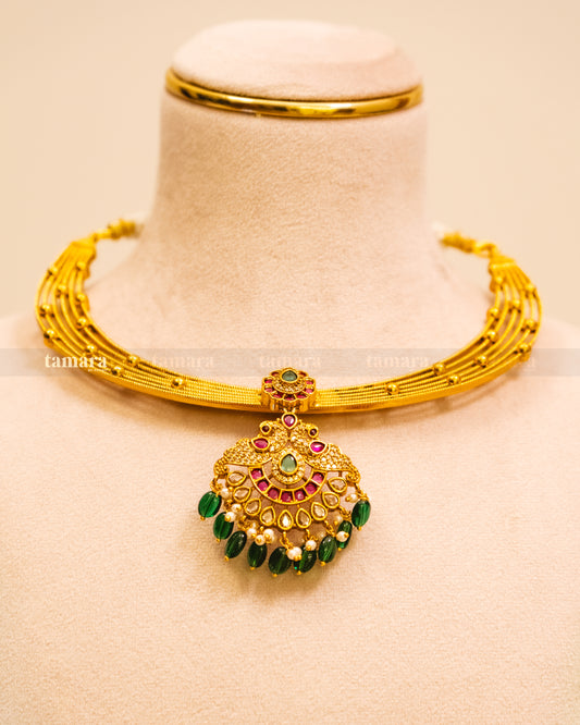 Mayura Hasli Necklace Set - Emerald