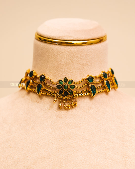 Multi - Layered Emerald Choker Set