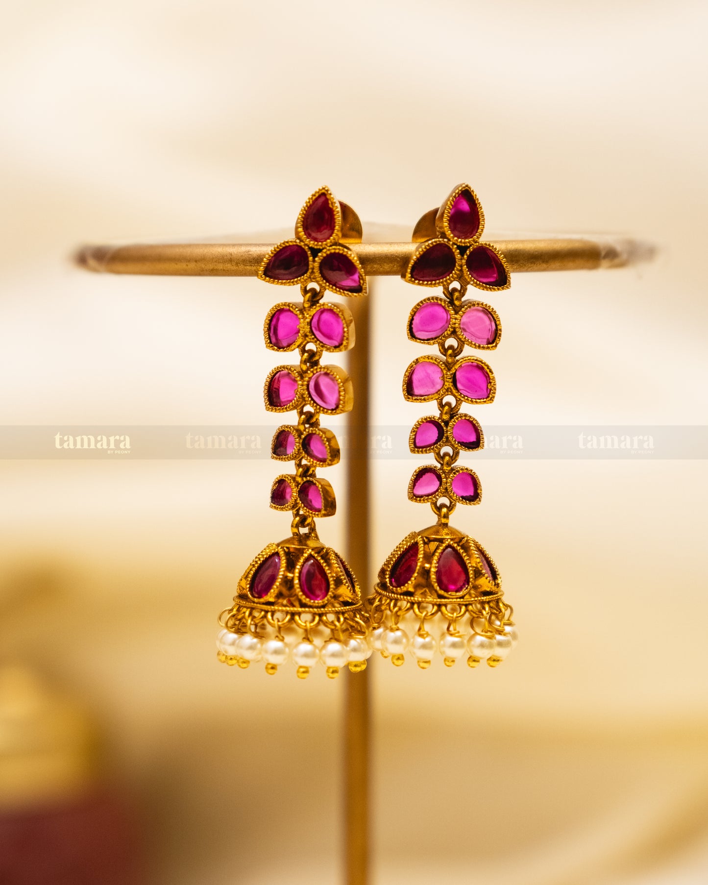 Ruby Petal Drop Earrings