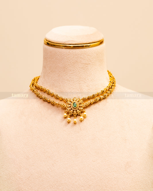 Layered Necklace Set - Green