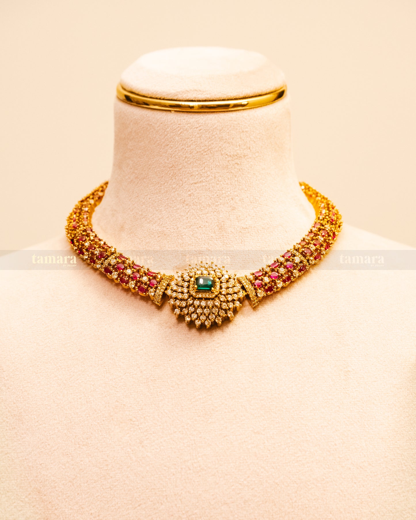 Ruby Studded Necklace Set