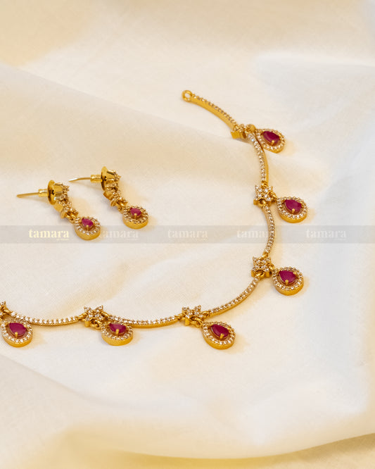 Ruby Drop Necklace Set