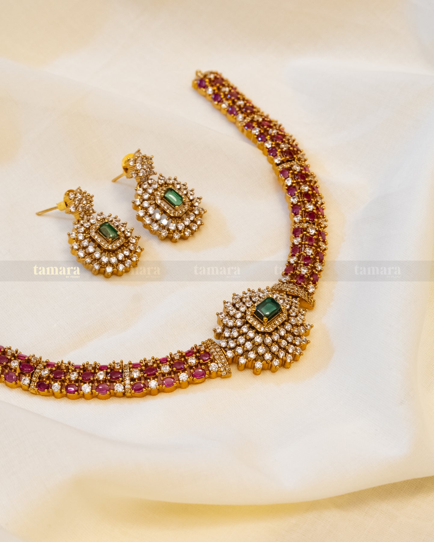 Ruby Studded Necklace Set