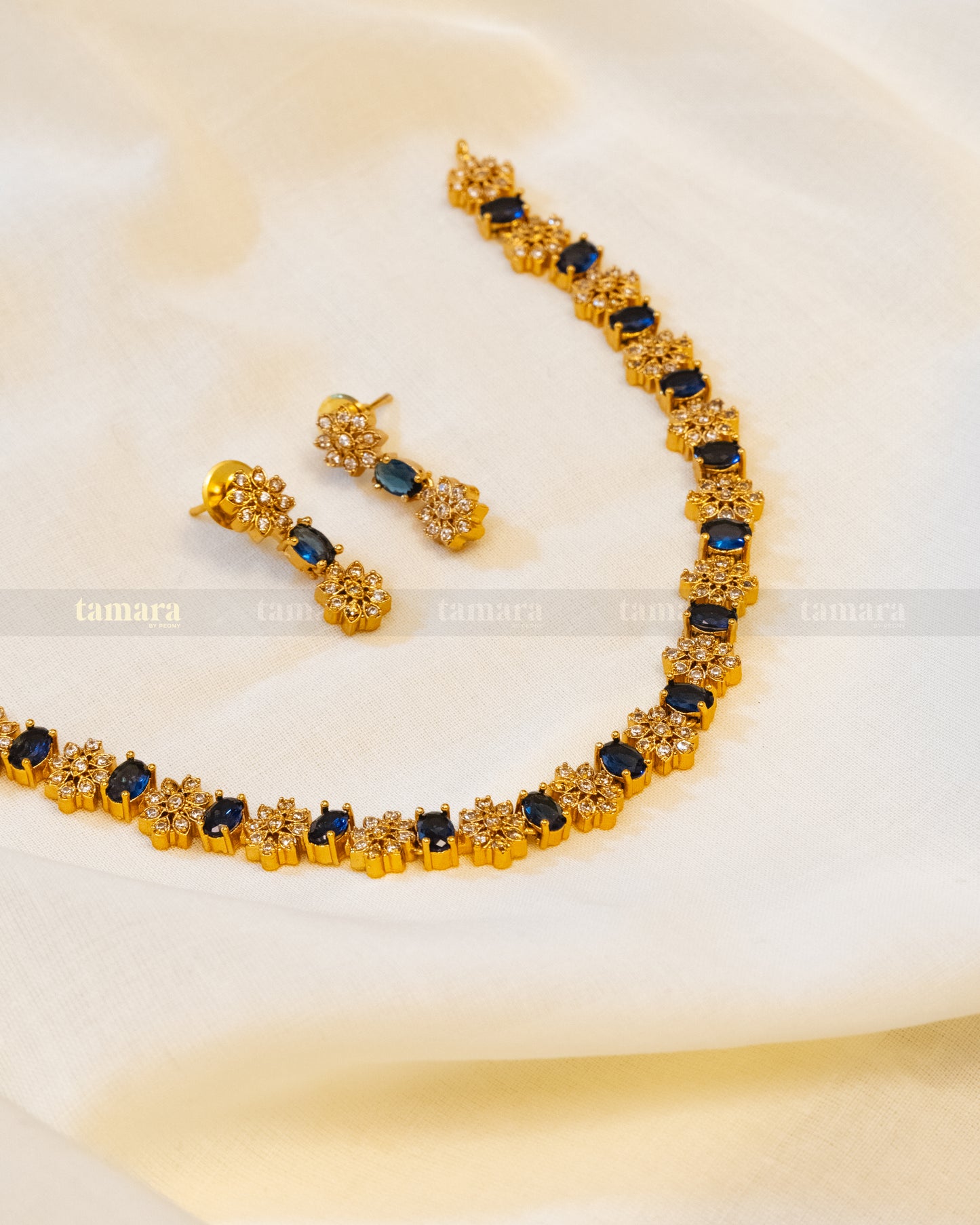 Sapphire Bloom Necklace Set