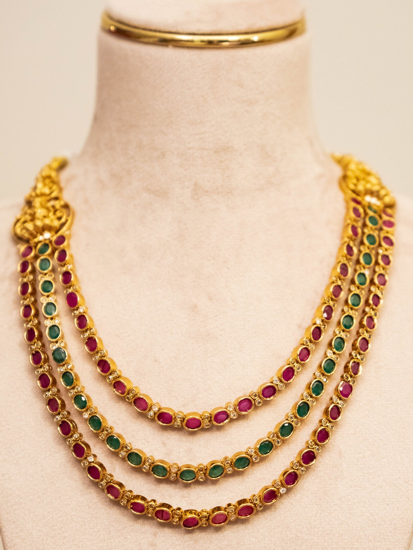 Layered Ruby & Emerald Necklace Set