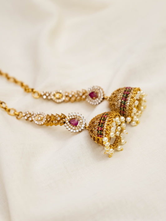 Multicolor Jhumka with Earchain