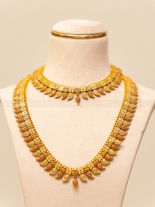 Mango Necklace Combo Set - Ruby & White