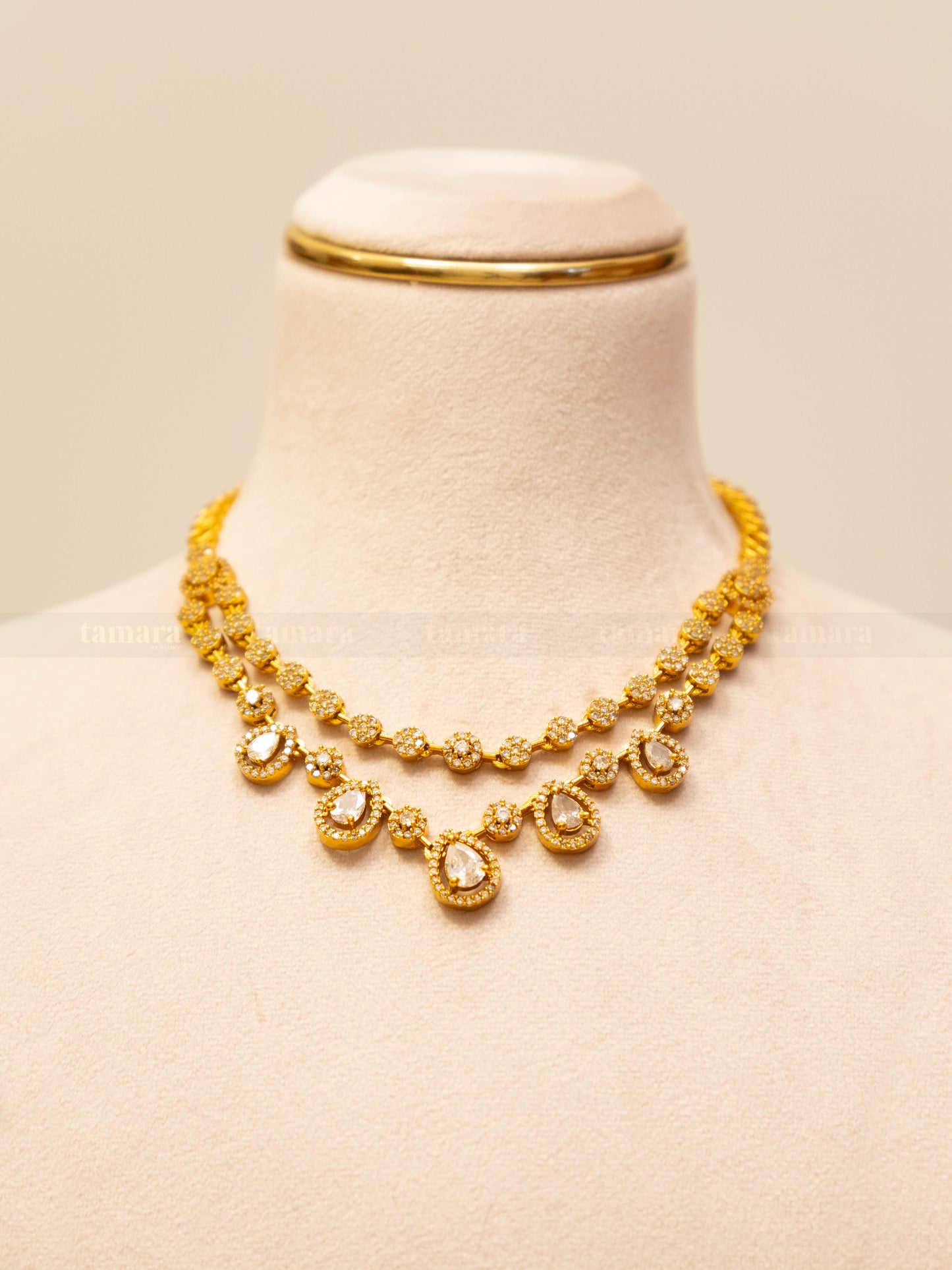 Layered Drop Necklace Set - White