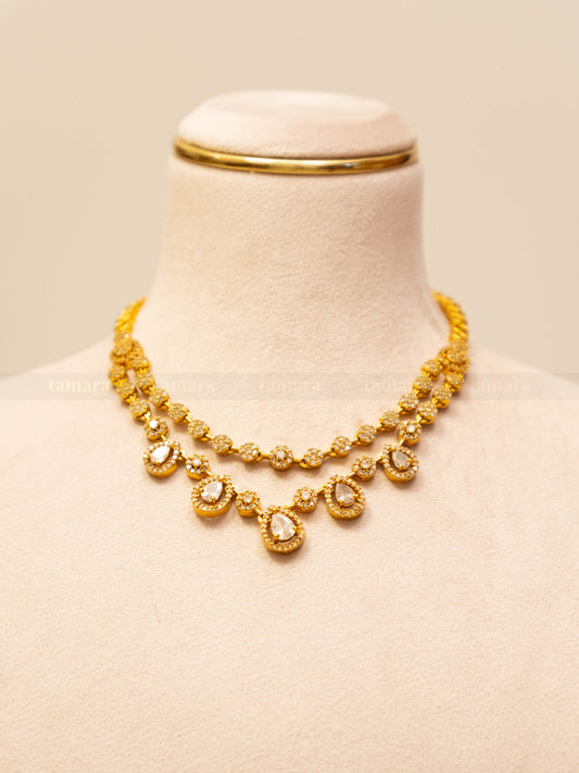 Layered Drop Necklace Set - White