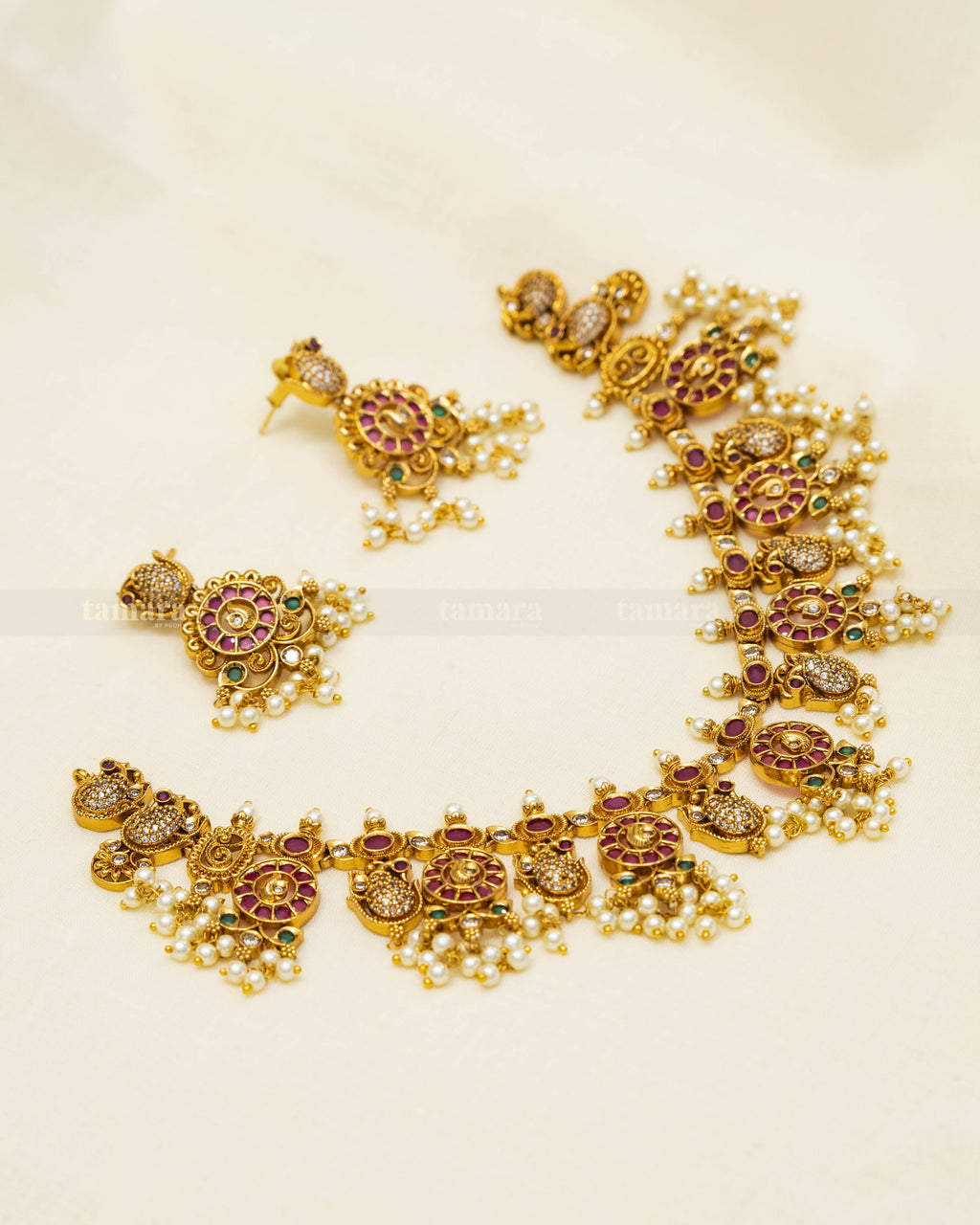 Swan Ruby Necklace Set