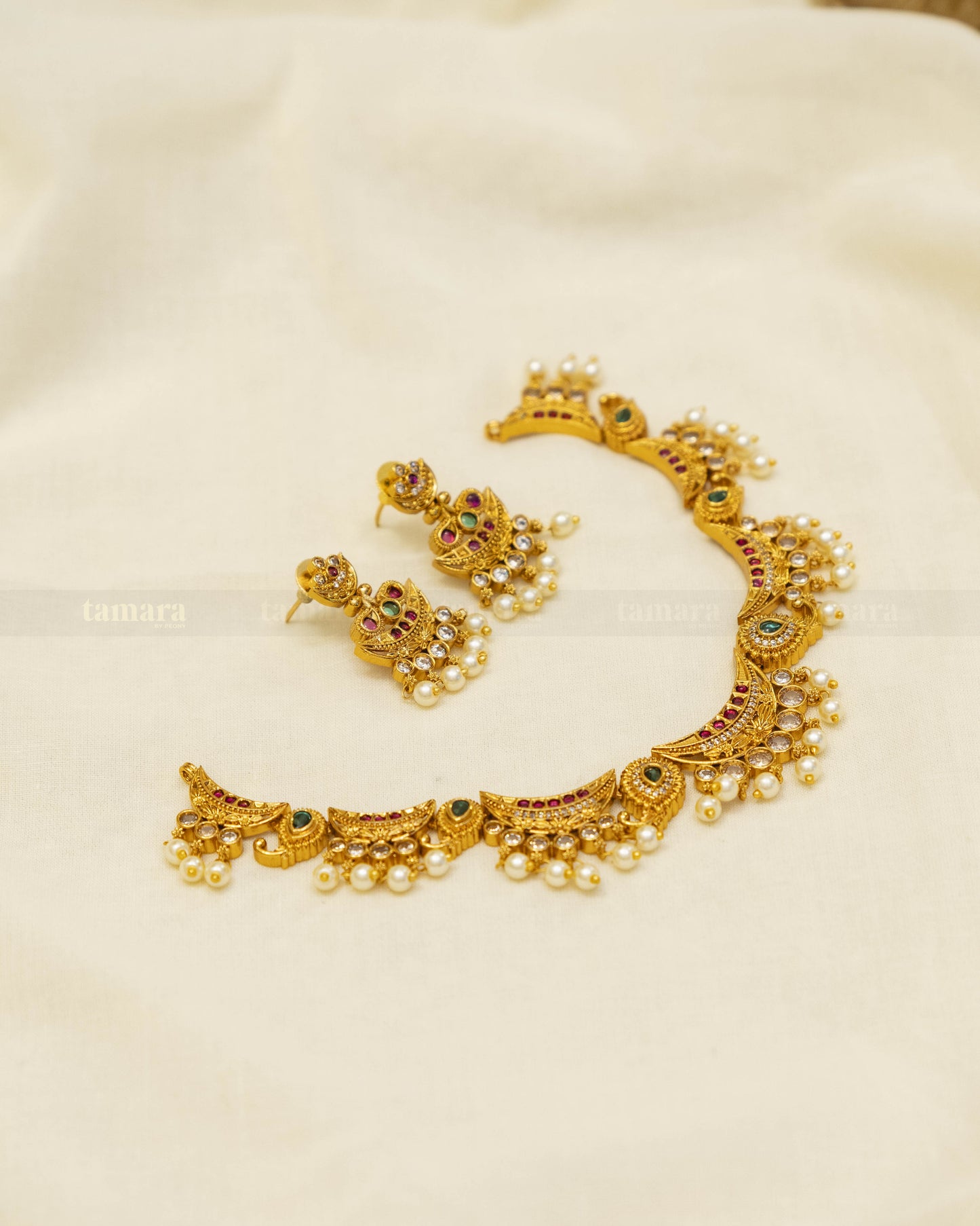Studded Chand Necklace Set