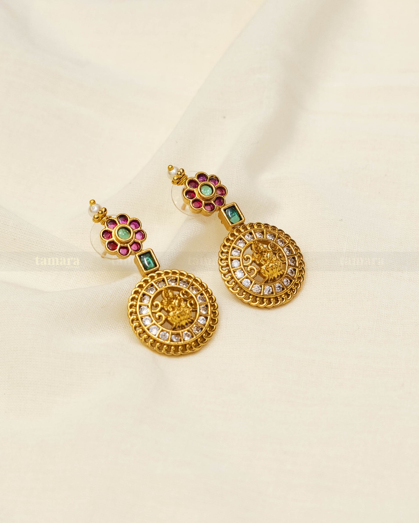 Antique Goddess Lakshmi Necklace Set - Small