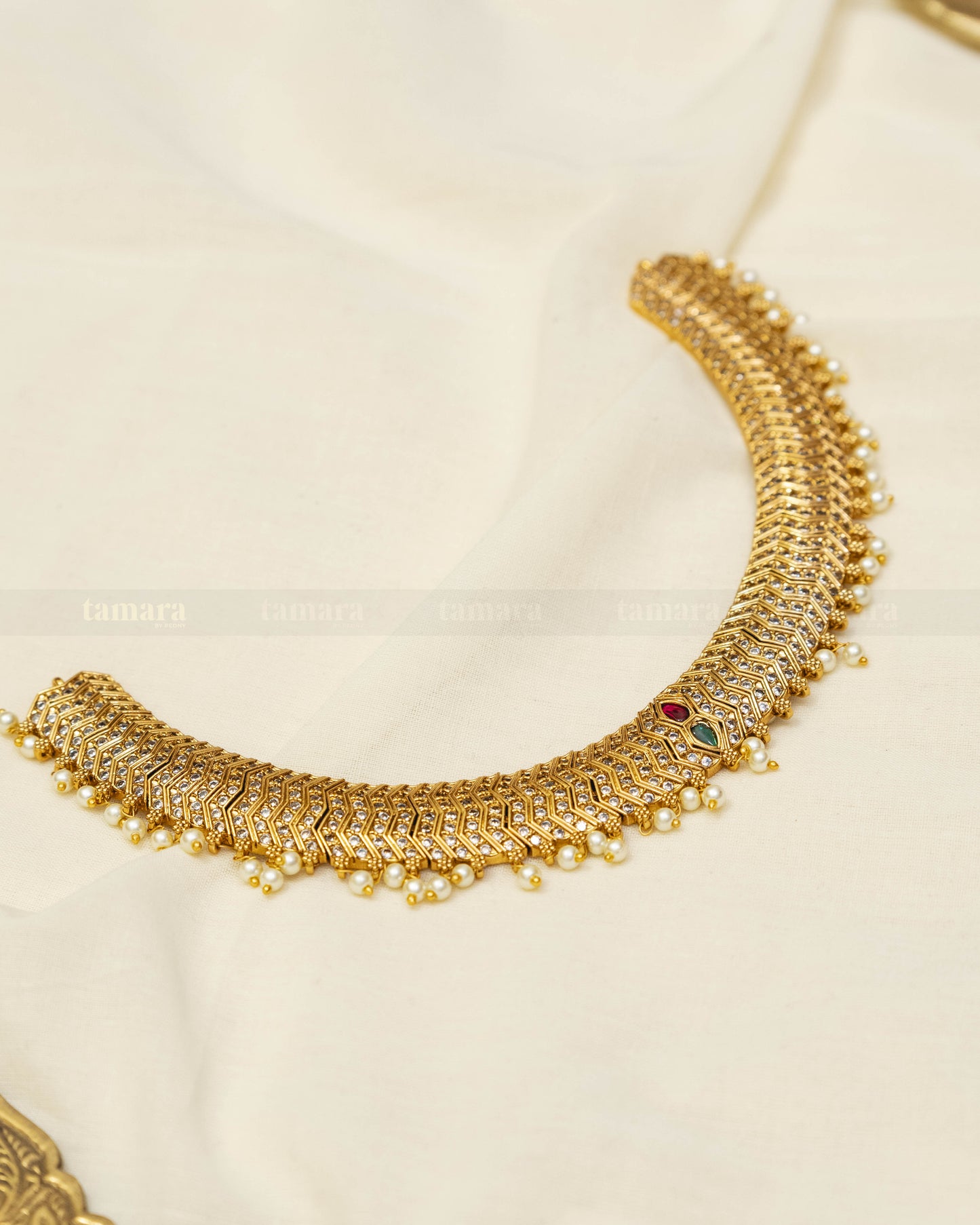 The Rajwadi Choker Set  - Ruby & Green