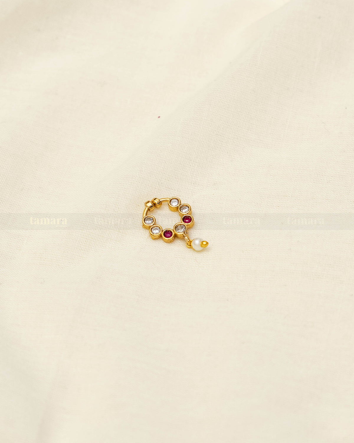 Studded Drop -  Ruby & White