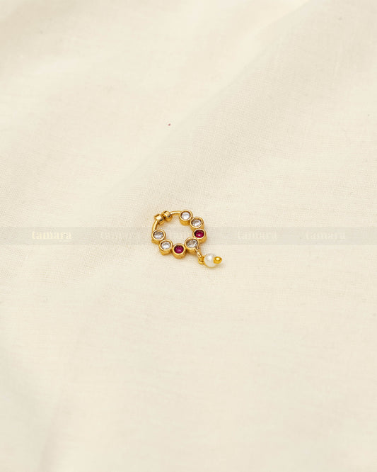 Studded Drop -  Ruby & White