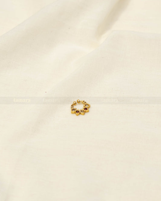 Studded Diya - White & Ruby
