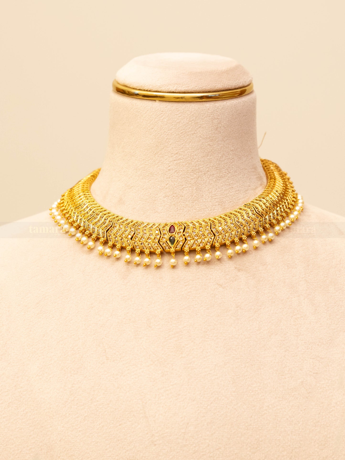The Rajwadi Choker Set  - Ruby & Green
