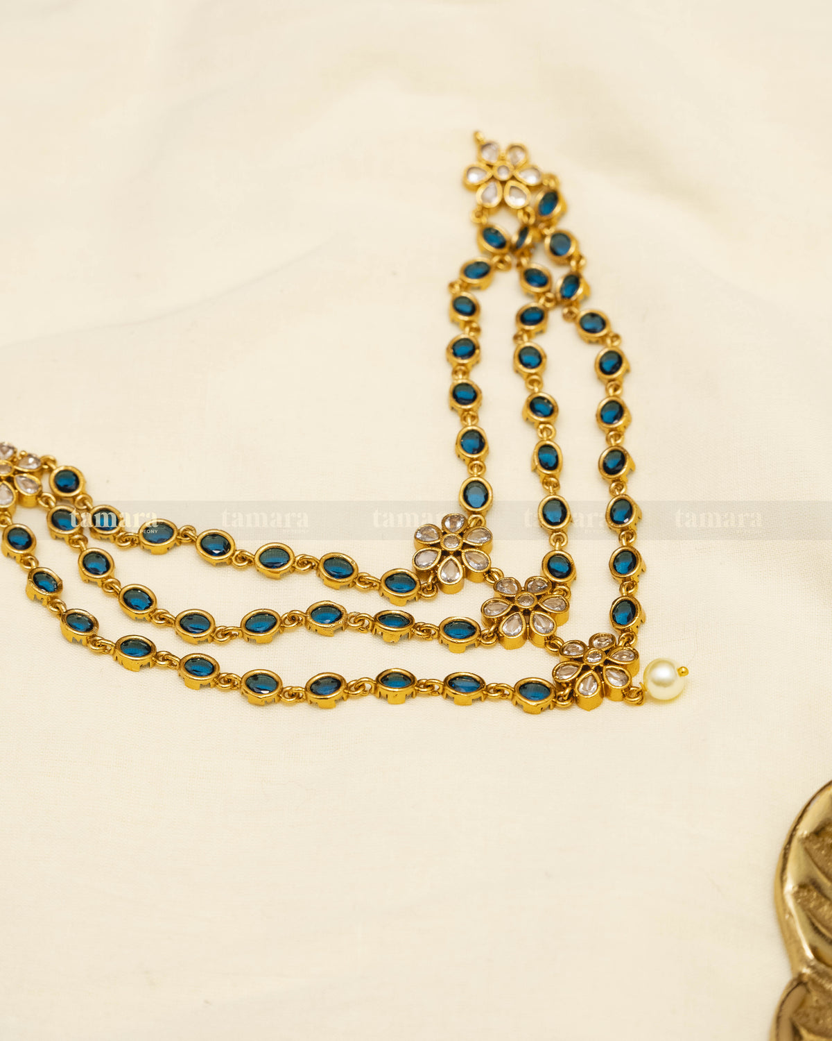 Three Layered Necklace Set - Blue